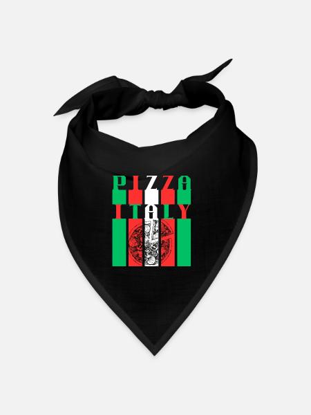 Pizza Italien Stil Illustration - Bandana Dreieckstuch - Schwarz