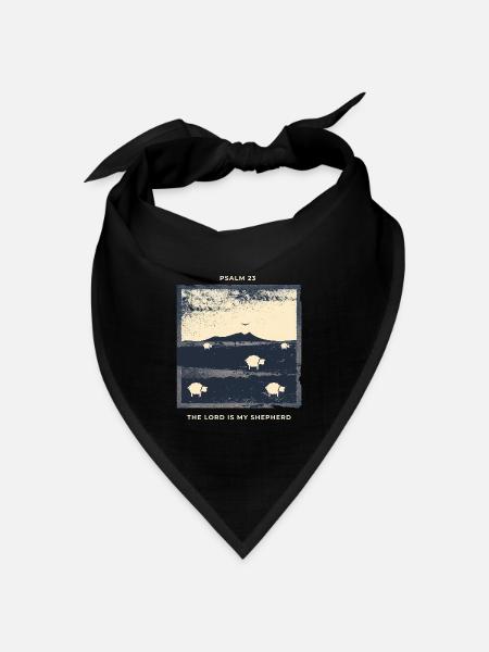 Psalm 23 The Lord Is My Shepherd Hirte Schafe - Bandana Dreieckstuch - Schwarz
