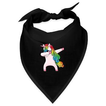 Dabbing Unicorn In Sunglasses Rainbow Unicorn Dab - Bandana Dreieckstuch - Schwarz - Vorne