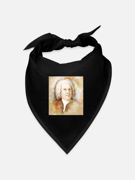 Johann Sebastian Bach im Aquarell Stil - Bandana Dreieckstuch - Schwarz
