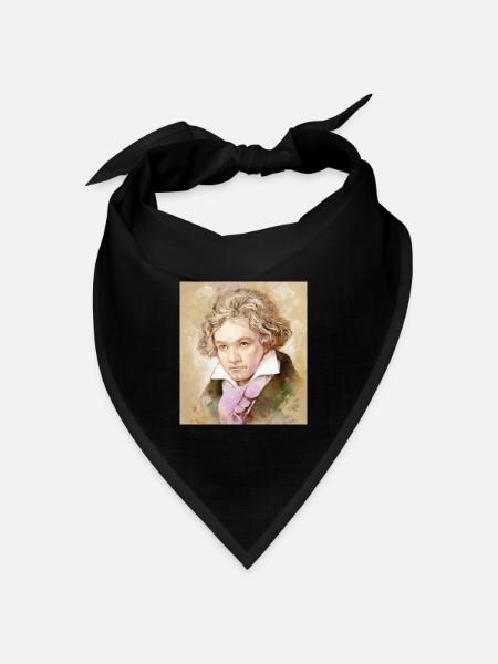 Ludwig van Beethoven im Aquarell Stil - Bandana Dreieckstuch - Schwarz