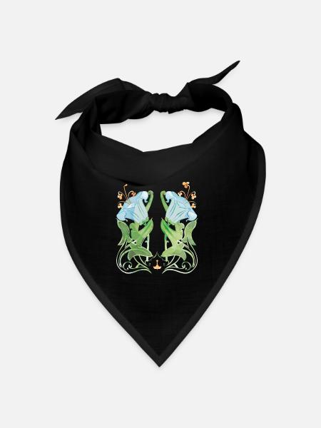 Symmetrische Lilienkunst für elegante Kleidung - Bandana Dreieckstuch - Schwarz