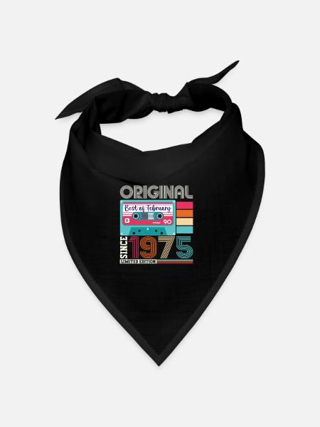 Februar Jahrgang 1975 48. Geburtstag Kassette - Bandana Dreieckstuch - Schwarz