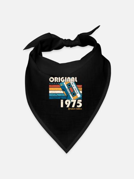 48. Geburtstag Kassette Februar Jahrgang 1975 - Bandana Dreieckstuch - Schwarz