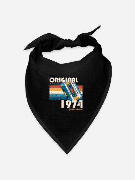 49. Geburtstag Kassette Februar Jahrgang 1974 - Bandana Dreieckstuch - Schwarz