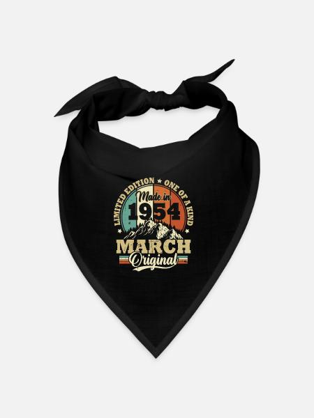 Geburtstagsgeschenk März 1954 Vintage Retro - Bandana Dreieckstuch - Schwarz