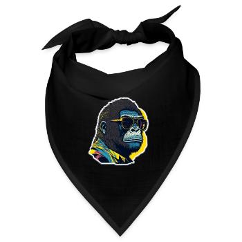 Gorilla mit Sonnebrille - Bandana Dreieckstuch - Schwarz - Vorne