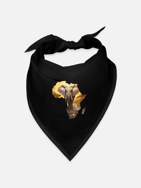 Afrika Landkarte Kontinent Umriss Elefant Sonne - Bandana Dreieckstuch - Schwarz