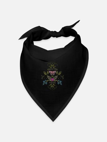 Kräuterhexe Hexe - Bandana Dreieckstuch - Schwarz