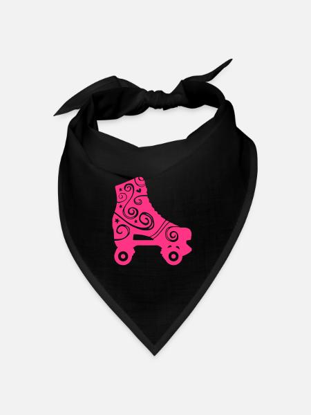 Dekorierter Rollschuh - Bandana Dreieckstuch - Schwarz