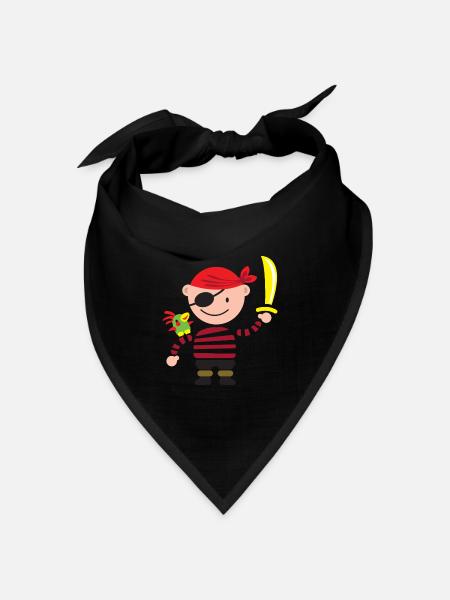 kleiner Pirat mit Papagei - Bandana Dreieckstuch - Schwarz