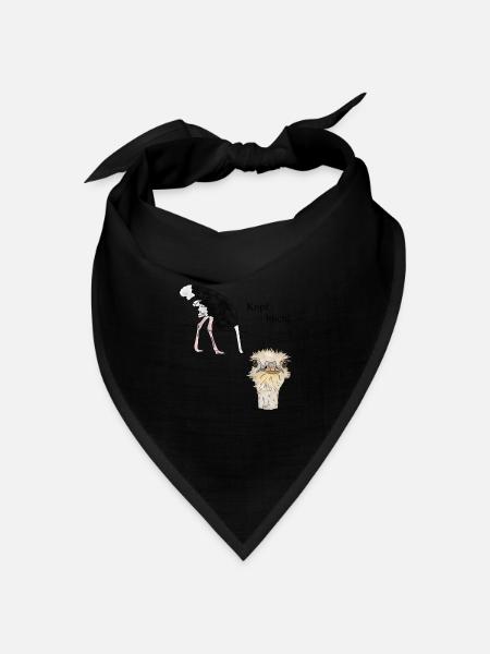 Kopf hoch, Vogel Strauss - Bandana Dreieckstuch - Schwarz