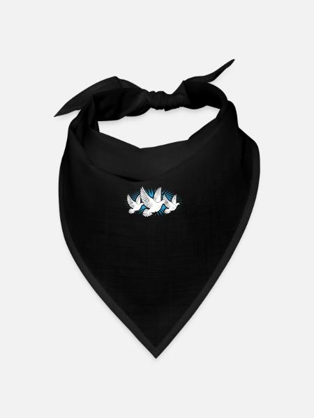 Tauben - Bandana Dreieckstuch - Schwarz