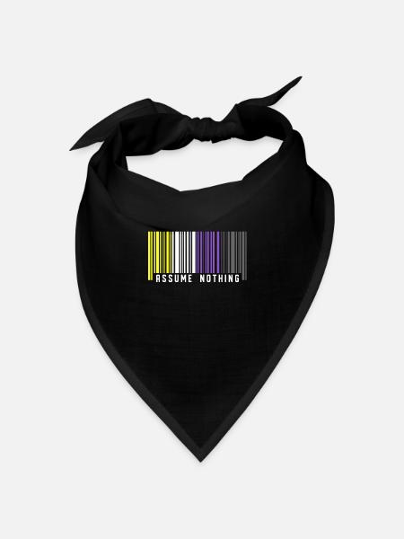 Nonbinary | Nichtbinärer Stolz Barcode Flagge - Bandana Dreieckstuch - Schwarz