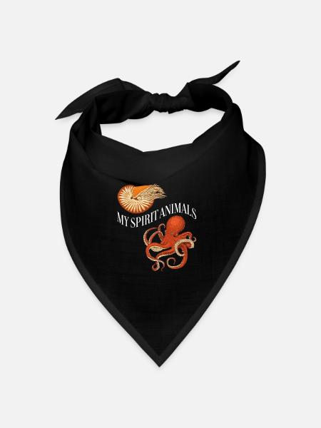 Nautilus und Oktopus sind meine Lieblingstiere - Bandana Dreieckstuch - Schwarz