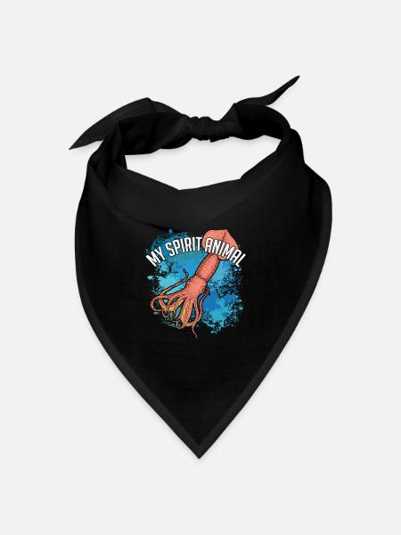 Kalmar Riesenkalmar auf bunten Farbklecksen - Bandana Dreieckstuch - Schwarz