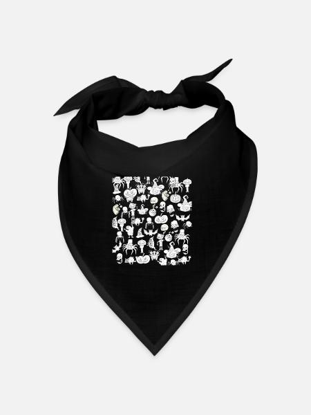 Gruselige Halloween Zeichnungen Schwarz Weiß - Bandana Dreieckstuch - Schwarz
