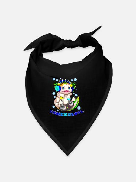 GAMEXOLOTL Axolotl Gamer - Bandana Dreieckstuch - Schwarz