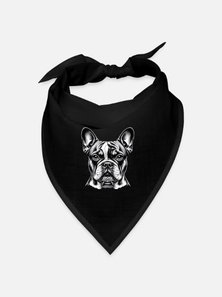 Französische Bulldogge Kopf - Bandana Dreieckstuch - Schwarz
