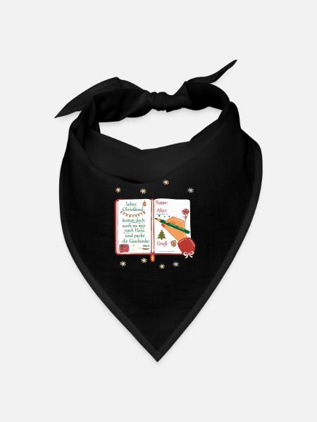 Wunschzettel Christkind - Bandana Dreieckstuch - Schwarz