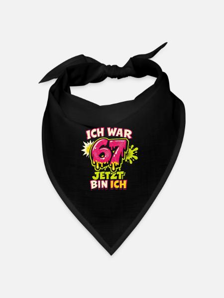 67 Six Seven Ich war 6 jetzt 7 Geburtstag - Bandana Dreieckstuch - Schwarz