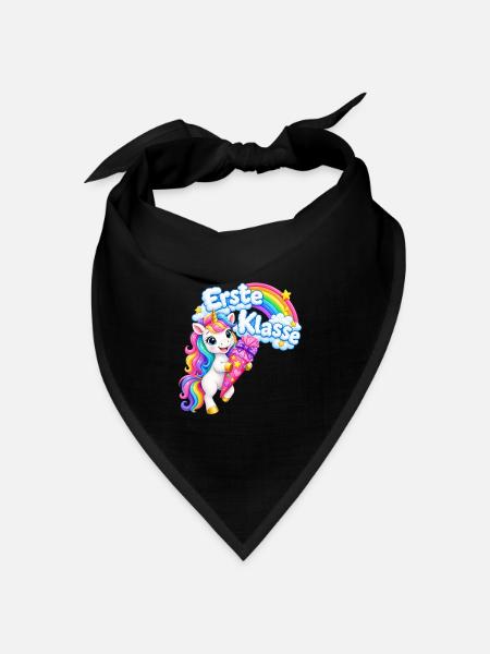 Erste Klasse Einhorn  - Bandana Dreieckstuch - Schwarz