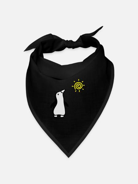 Pinguin + Sonne - Bandana Dreieckstuch - Schwarz