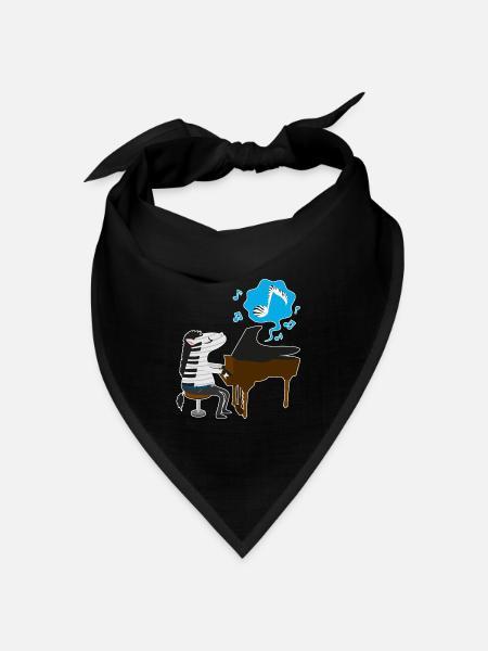 Ein Zebra spielt Klavier - Bandana Dreieckstuch - Schwarz