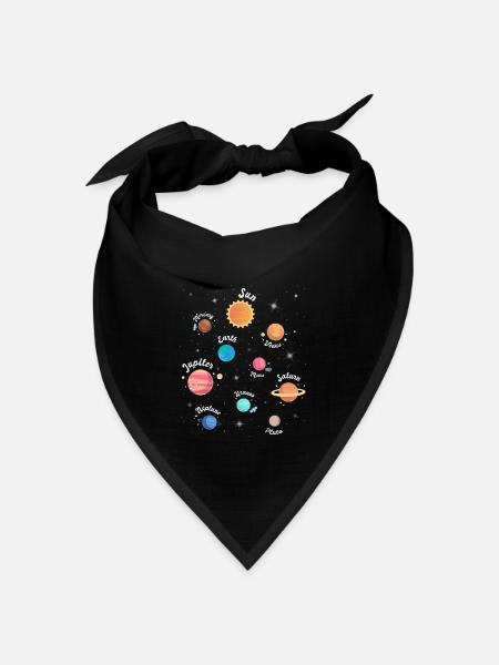 Kinder Sonnensystem Planeten Weltraum Wissen - Bandana Dreieckstuch - Schwarz