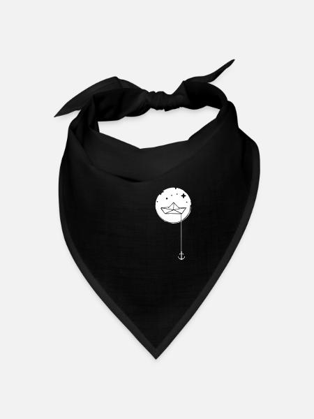 Papierschiff Papierboot mit Anker im Meer - Bandana Dreieckstuch - Schwarz