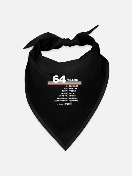64. Geburtstag Jahrgang 64 Jahre alt Retro 768 - Bandana Dreieckstuch - Schwarz
