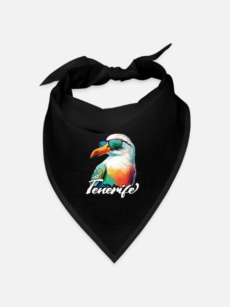 Tenerife Urlaub coole bunte Möwe mit Sonnenbrille - Bandana Dreieckstuch - Schwarz