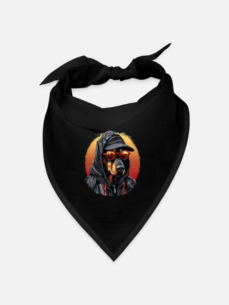 Eleganter Dobermann – Umrissgrafiken - Bandana Dreieckstuch - Schwarz