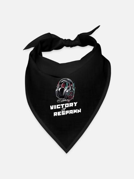 Victory or Respawn Gaming Sprüche Shirt - Bandana Dreieckstuch - Schwarz