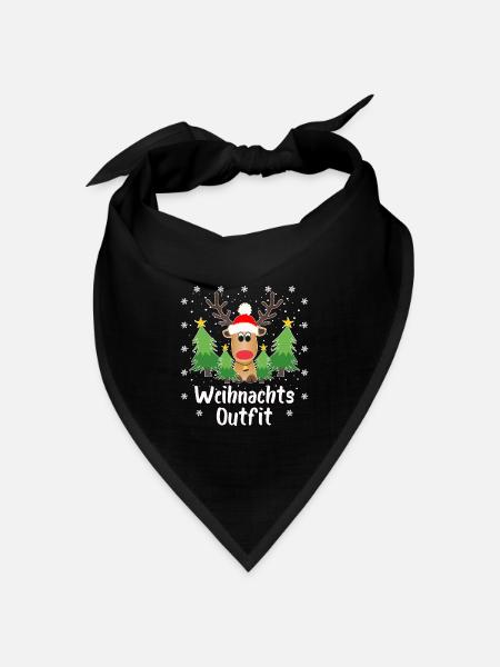 Rentier Tannenbäume Schneeflocken Weihnachten - Bandana Dreieckstuch - Schwarz