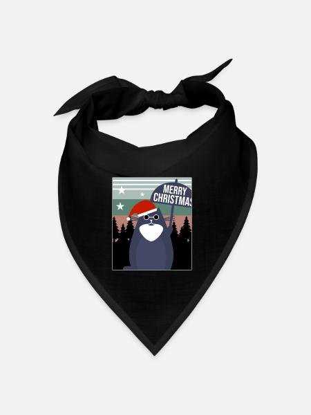 Merry Christmas Cat - Bandana Dreieckstuch - Schwarz