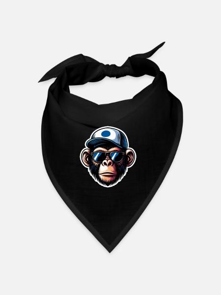 Affe Brille Cap - Bandana Dreieckstuch - Schwarz