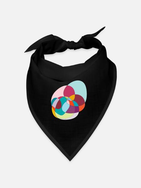 Verschlungene Farbkreise - Bandana Dreieckstuch - Schwarz