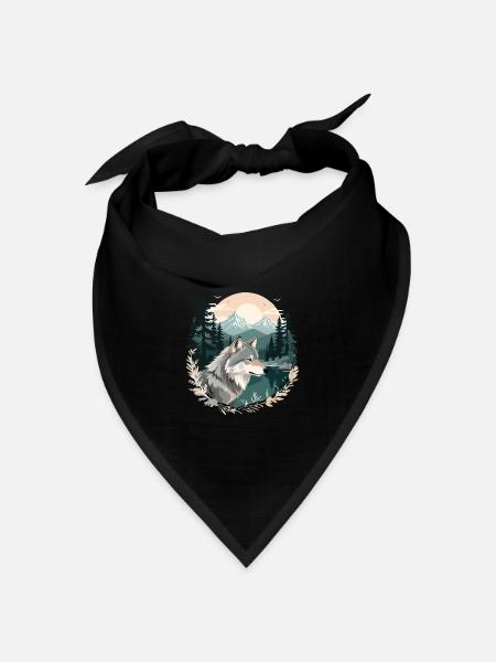 Wolf Tier Tier Natur Im Freien Aquarell - Bandana Dreieckstuch - Schwarz