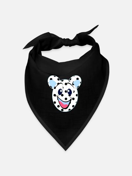Blauer lachender Bär mit Punkten - Bandana Dreieckstuch - Schwarz
