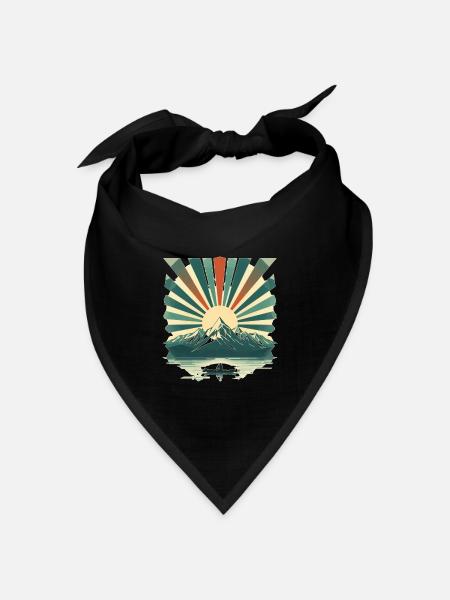 Sonnenaufgang über Bergsee - Bandana Dreieckstuch - Schwarz