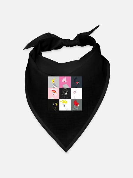 Kakadu Fliese Porträts - Bandana Dreieckstuch - Schwarz