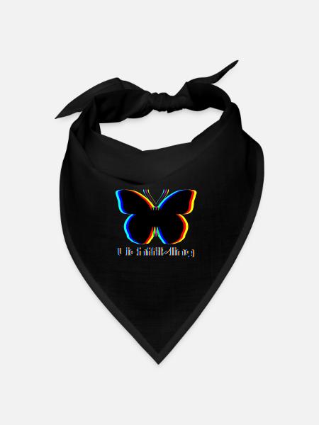 Lichtfilzling Schmetterling Abstrakt Psychedelisch - Bandana Dreieckstuch - Schwarz