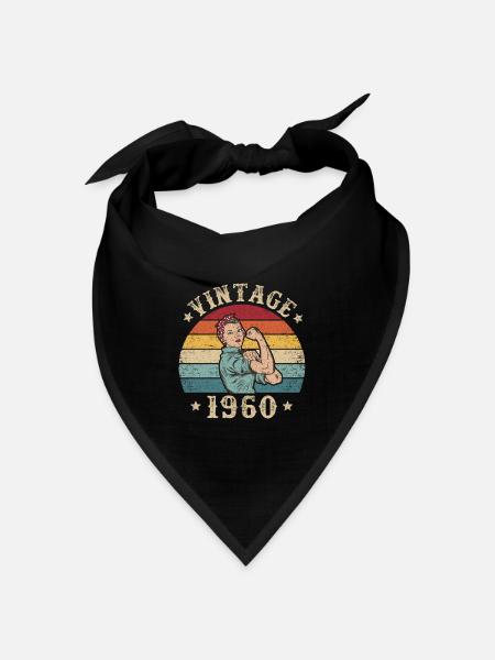 60. Geburtstag 60 Jahre Frauen Damen 1960 Retro - Bandana Dreieckstuch - Schwarz