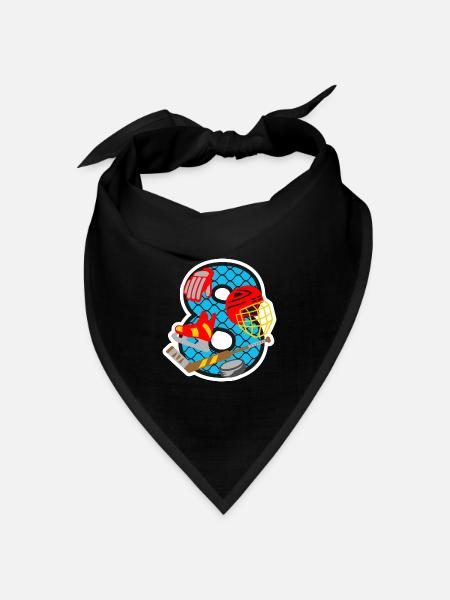 Eishockey 8. Geburtstagsparty Nummer 8 - 8 Jahre - Bandana Dreieckstuch - Schwarz