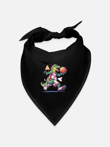 Basketball Dinosaurier T-Rex Spieler Sport Cartoon - Bandana Dreieckstuch - Schwarz