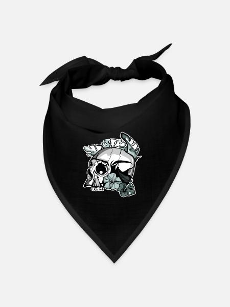 Floral Skull - Bandana Dreieckstuch - Schwarz