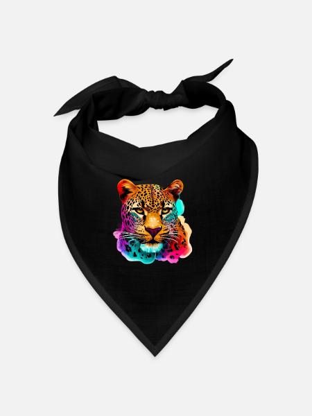 Leopard - Bandana Dreieckstuch - Schwarz