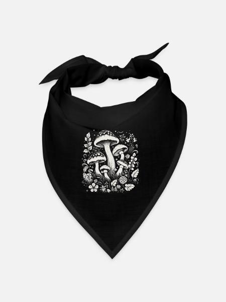 mushroom pilze cottagecore - Bandana Dreieckstuch - Schwarz