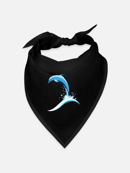Springender Delfin - Bandana Dreieckstuch - Schwarz